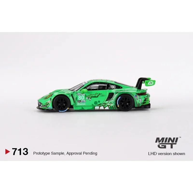 MINIGT 1/64 Porsche 911 GT3 R # 80 regalos de modelo de metal fundido a presión de vehículo de motor de juguete de aleación