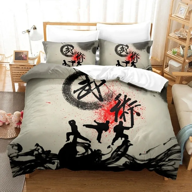 

Luxury Kungfu Design Duvet Cover Set Yin and Yang Bedding Set Chinese Martial Art Boys Full King Size Sports Comforter Cover Set