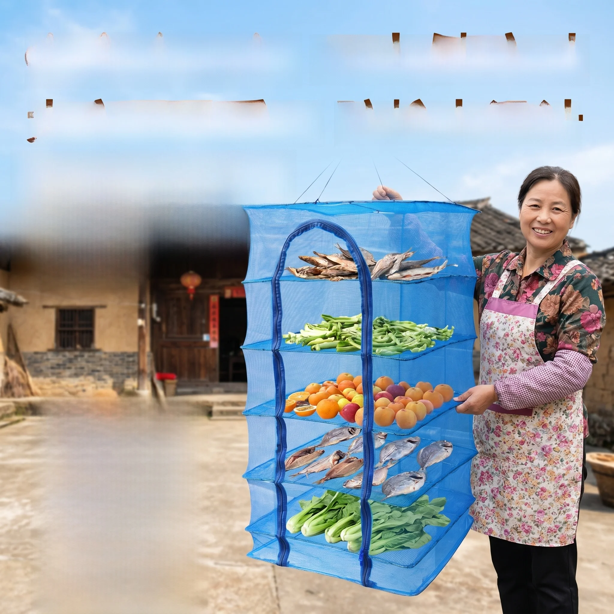 

Food Grade Multi-Layer Vegetable Drying Net Rural Rodabe Drying Net Dry Goods Fishing Net Anti-Fly Cage Sweet Potato Radish D...