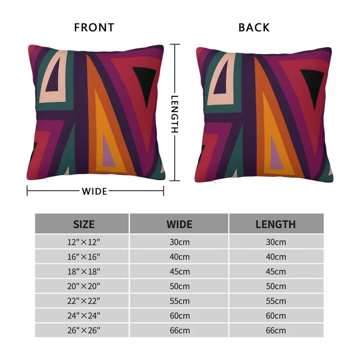 Warm Triangles Retro Large Pillowcase Polyester Linen Velvet Pattern Zip Decorative Car Cushion Case 45x45