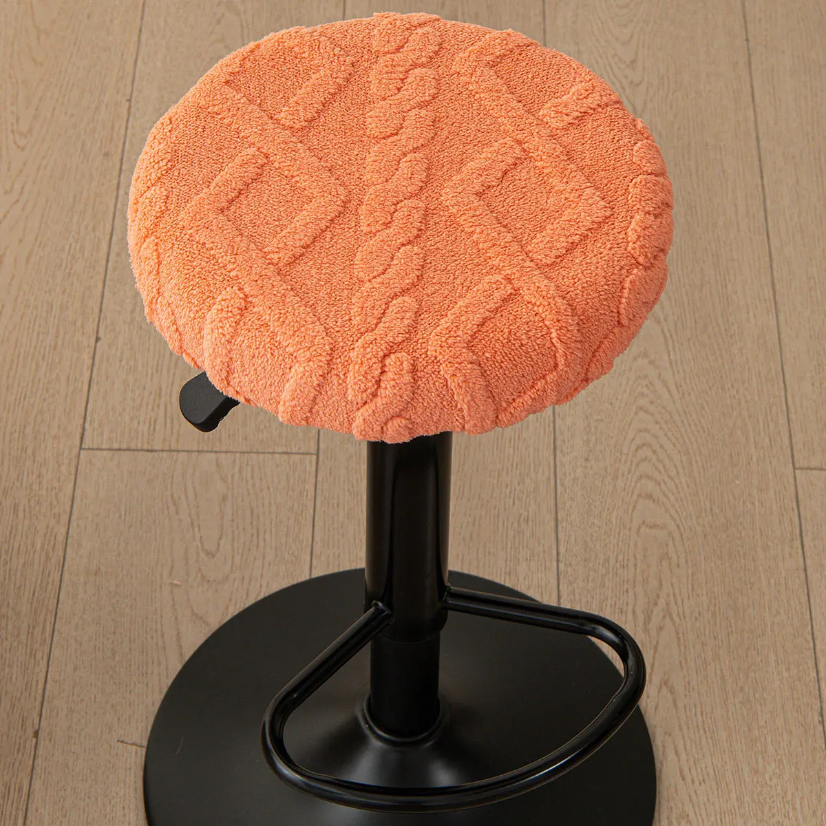 Universal Thickened Plush Round Rotating Stool Cover Washable Elastic Soft Dirt-Resistant Bar Chair Covers