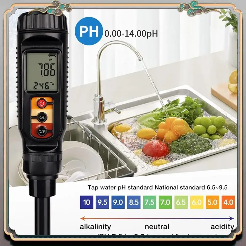 دائم الرقمية الغذاء مقياس درجة الحموضة 0.00-14.00 التربة العجين PH/كاشف درجة الحرارة للحوم الجبن الخبز محلل متر