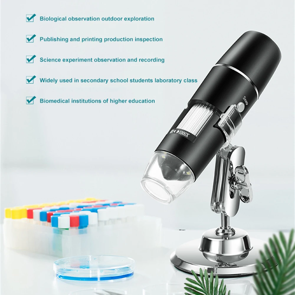 2026 W05 Portable 1080P HD 1000X Electronic Microscope Magnifier Wireless WIFI Digital Microscope With 8 LEDs for Android IOS PC