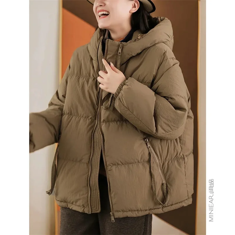 Down Cotton Jackets Women\'s Short Coat 2023 New Korean Loose Oversized Thick Jacket Fashion Hooded Popular Cotton Jacket trend