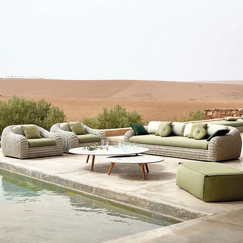Outdoor Sofa Outdoor Sofa Set Hotel Model Rooms, Open-Rural Homestay Villas, Courtyard Leisure Rattan Chairs And Sofas