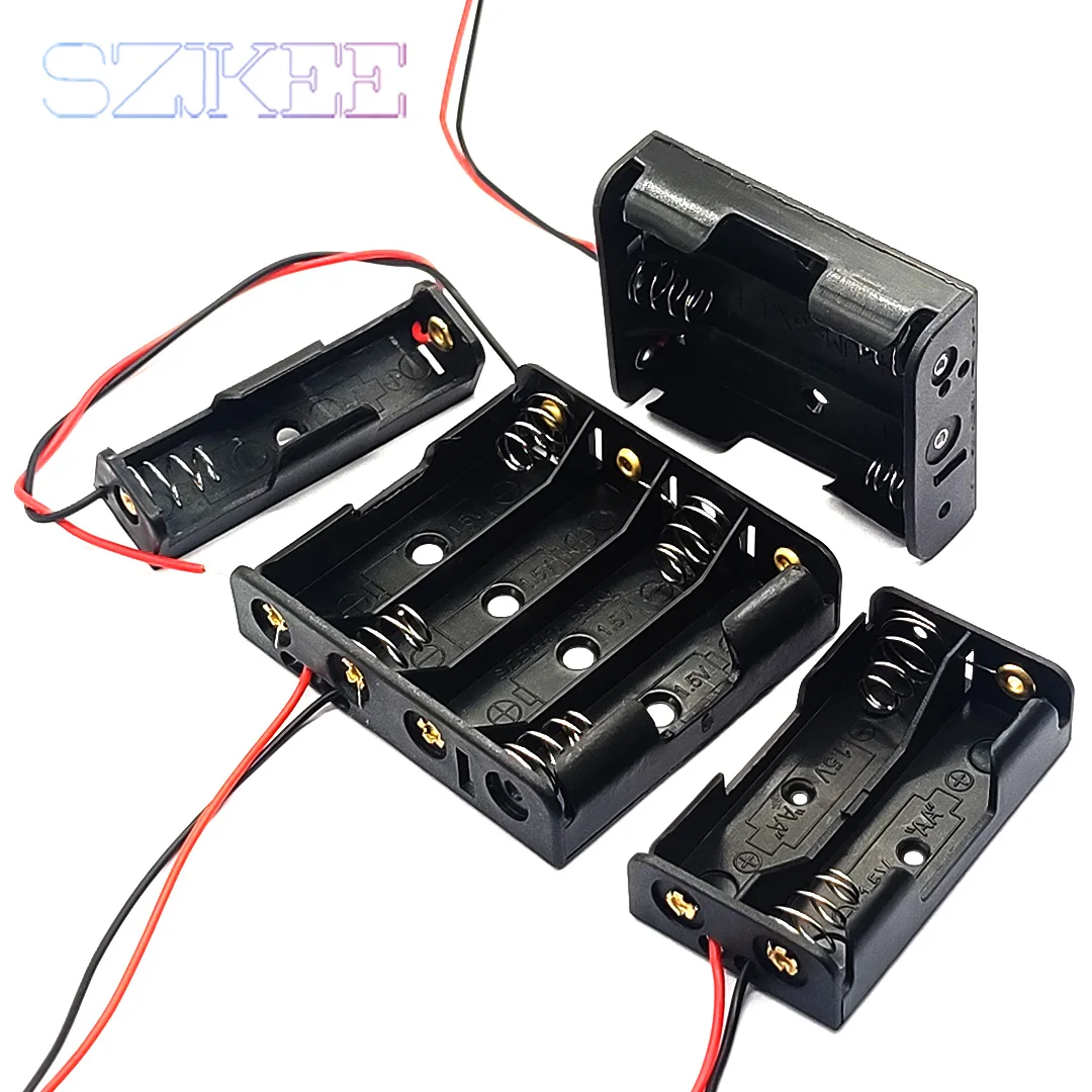 AA Battery Case AA Battery Box 1/2/3/4 Slot AA Battery Holder 14500 AA Storage Box DIY With Leads Series Connection