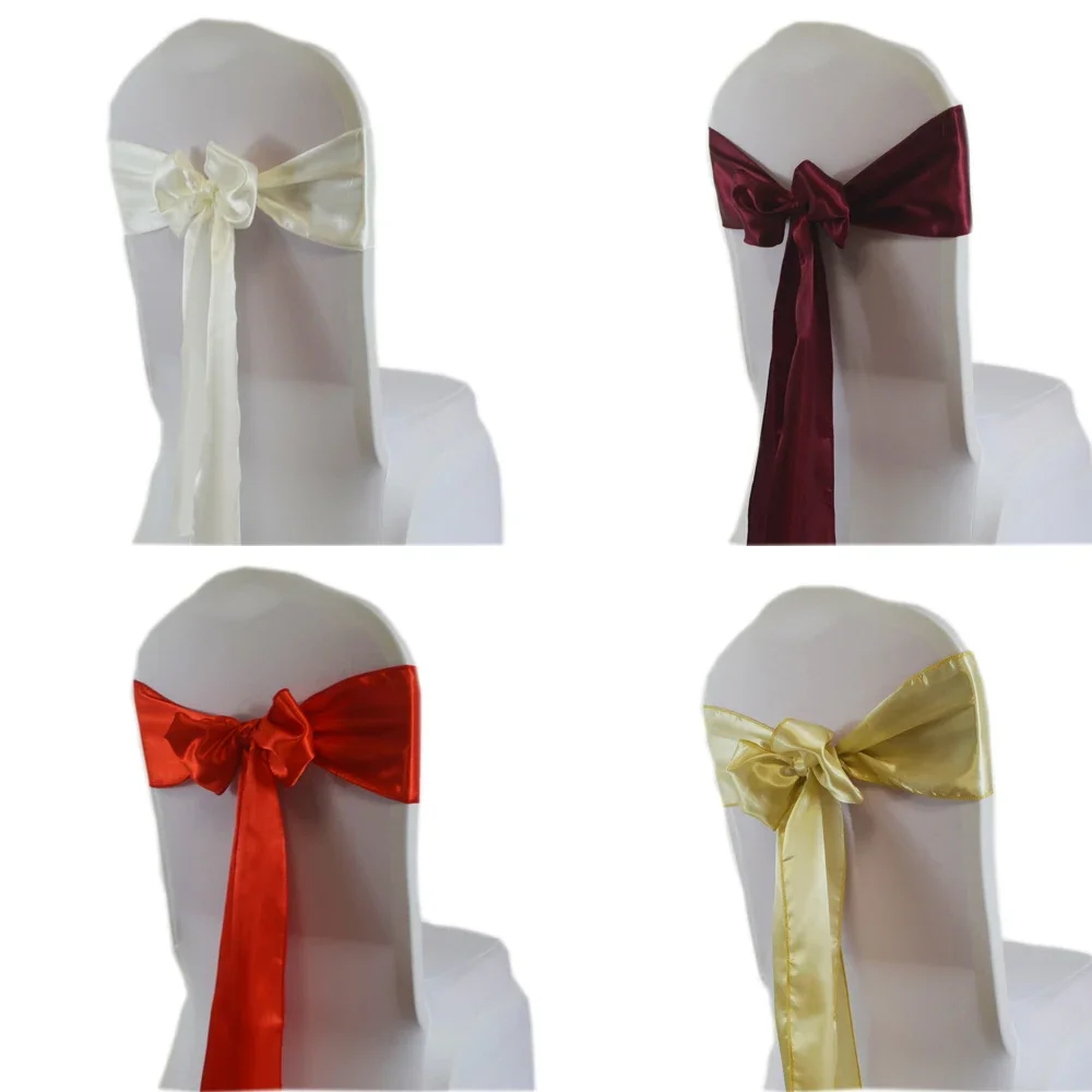 

50pcs 15*275cm Satin Chair Sashes For Wedding Birthday Party Hotel Home Banquet Bow Tie Band Chairs Decoration Event Supplies