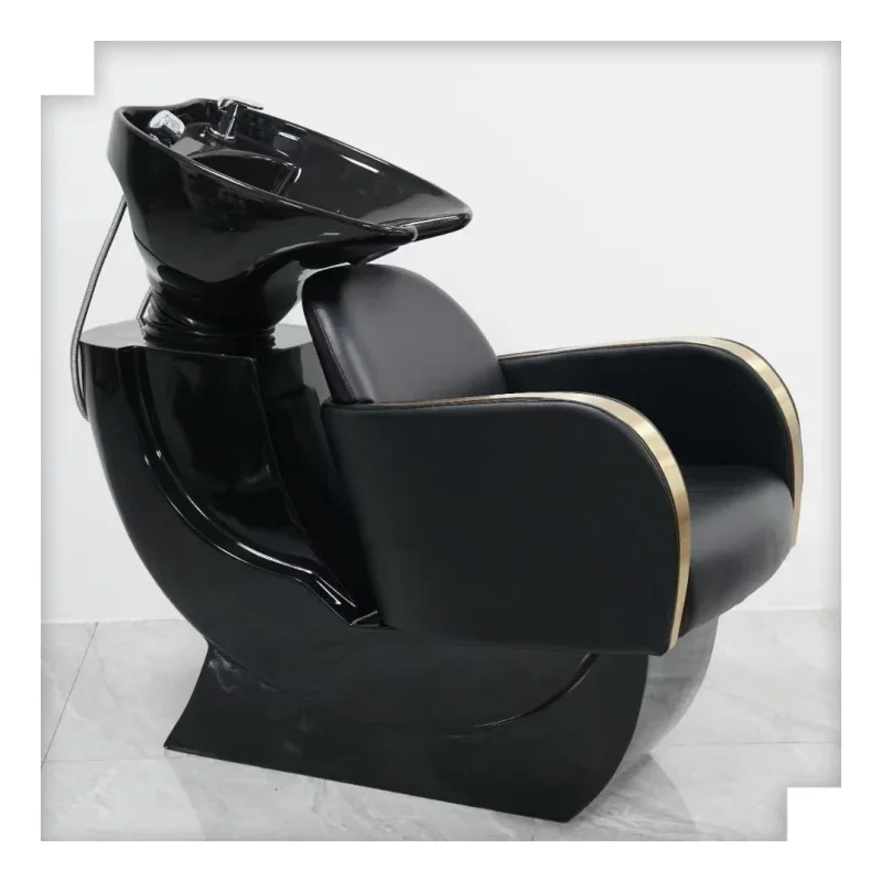 2026 Gold Shampoo Chair Hair Washing Bowl and Chair Hairdressing Shampoo Bed for Salon Shampoo