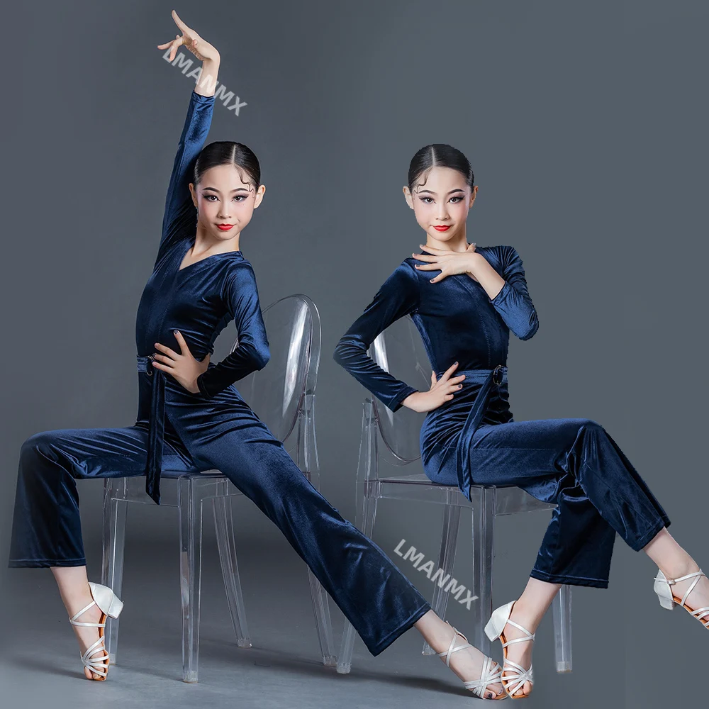 

Детское платье для латинских соревнований, осенне-зимний комплект с длинными рукавами, профессиональное платье для латинских танцев