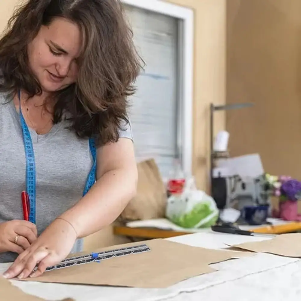 Crafting Hemming Measuring Sewing Measuring Tool Metal Fixed-Edge Fabric Quilting Ruler Quilting Gauge Sewing Accessories