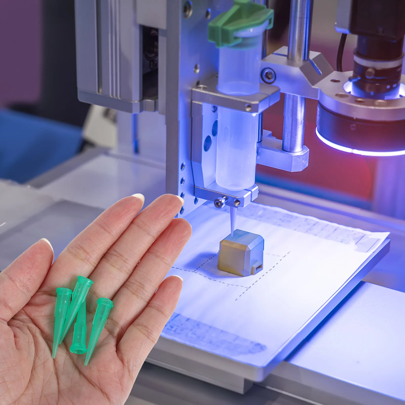 

100Pcs Glue Dispensing Nozzle Tips Replacement Plastic Nozzles for Laboratory Use Precise Glue Bottle Tips Accessories