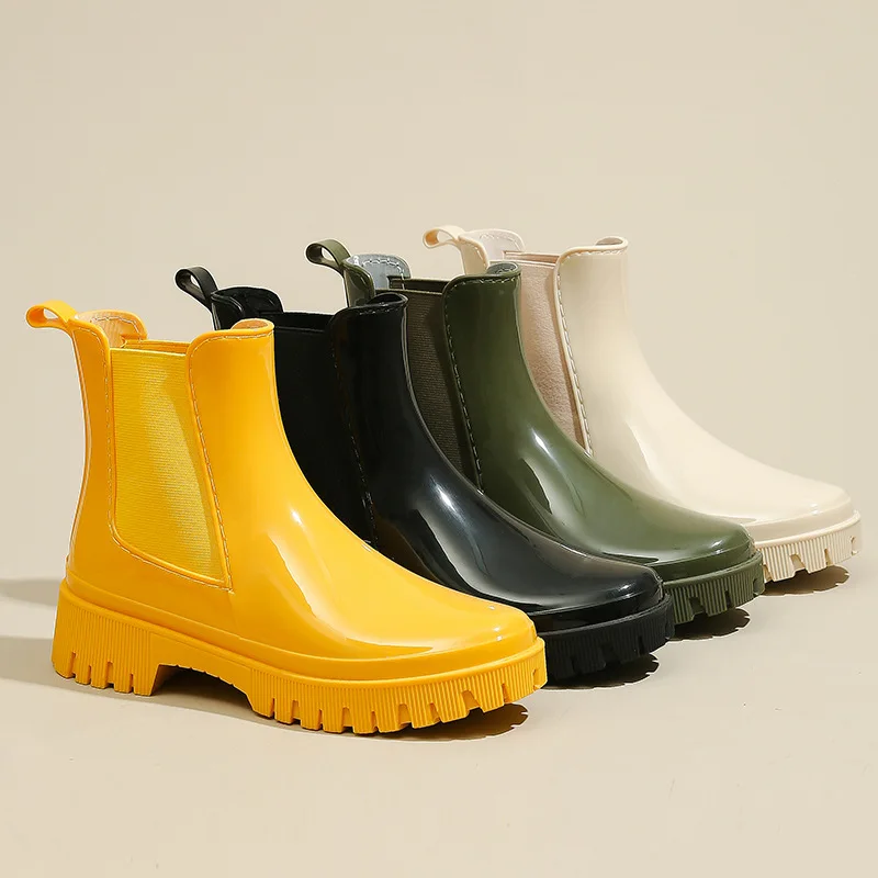 

Rain Shoes Women Waterproof Boots Chelsea Chunky Galoshes Garden Work Rubber Boot Female Oil-proof Non-slip Kitchen Footwear