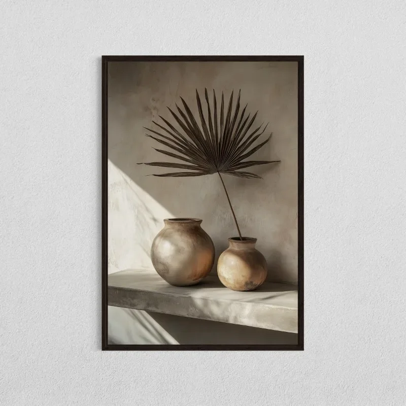 Minimalist Natural Plant Olive Tree Pottery Mediterranean Still Life Frameless Canvas – Country Room Decor