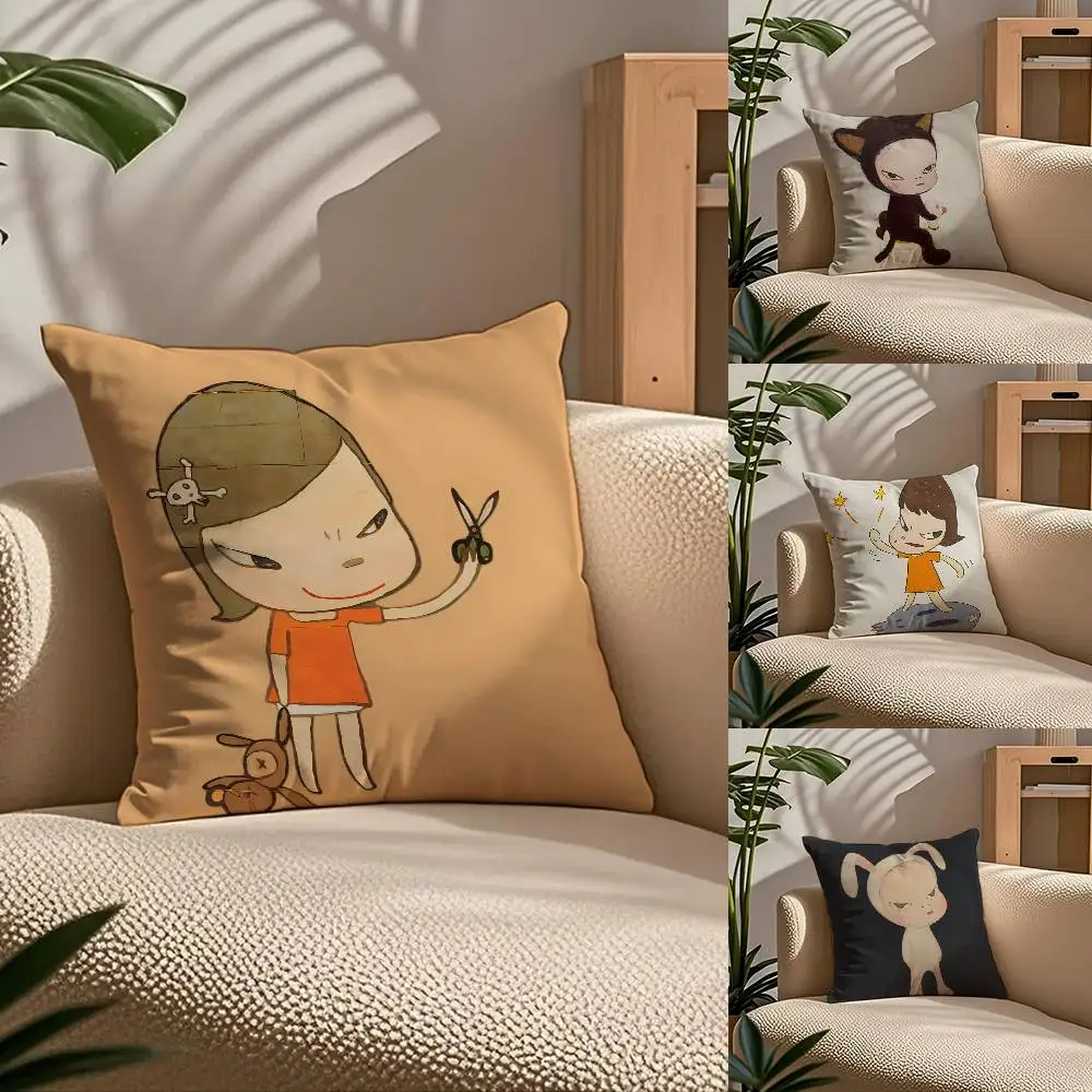

Y-Y-Yoshitomo N-Nara Anime Pillow Case Comfort Sofa Bed Silky Elegant Invisible Zipper Custom Decorative Cushion Cover