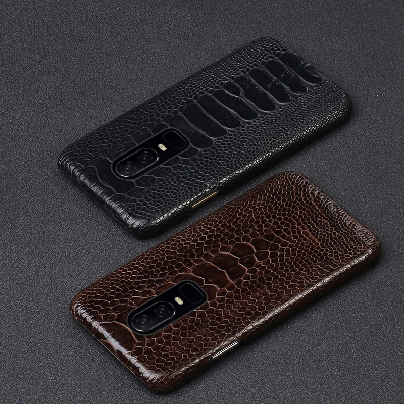 LANGSIDI Natural Ostrich Foot Skin Genuine Leather case For Oneplus 10 pro 9 8 7 PRO 10T 9RT 9R nord 2 Luxury GIft back cove.