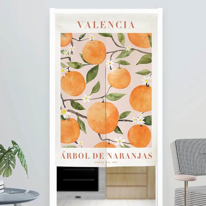 

Скандинавская абстрактная дверная занавеска с фруктами и фруктами для домашнего использования, занавеска для перегородки спальни, кухонная полузанавеска, волшебная лента с батомой...