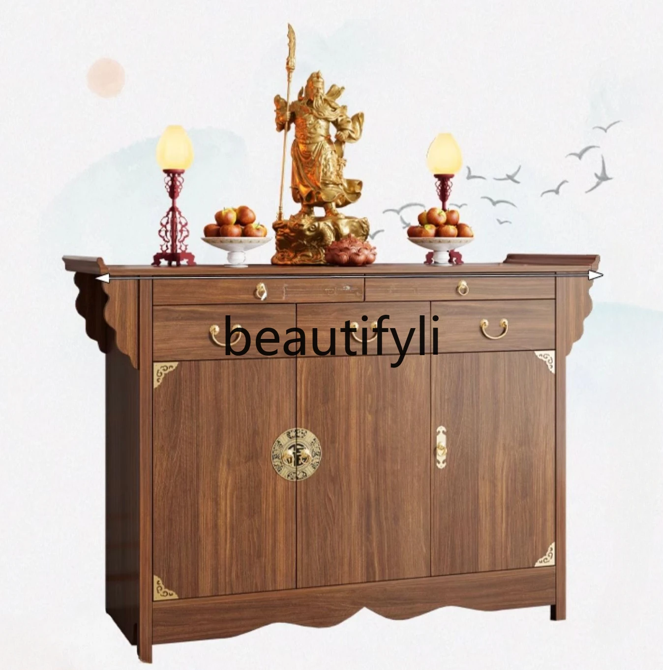 Buddhist niche household Zhongtang Guan Gong table incense table new Chinese style all solid wood new style