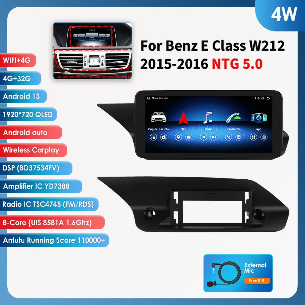 Auto radio Android speler voor Mercedes-Benz W212 S212 E200 E230 E260 E300 2009 - 2012 Draadloze Carplay Auto multimediaspeler GPS