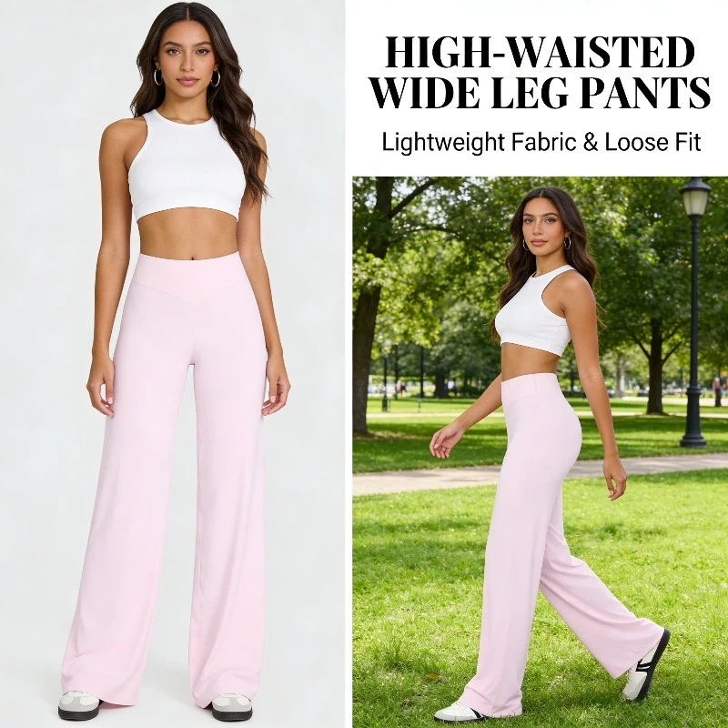 

2026 Women's Outdoor Fitness Wear High-Waisted Straight-Leg Yoga Pants