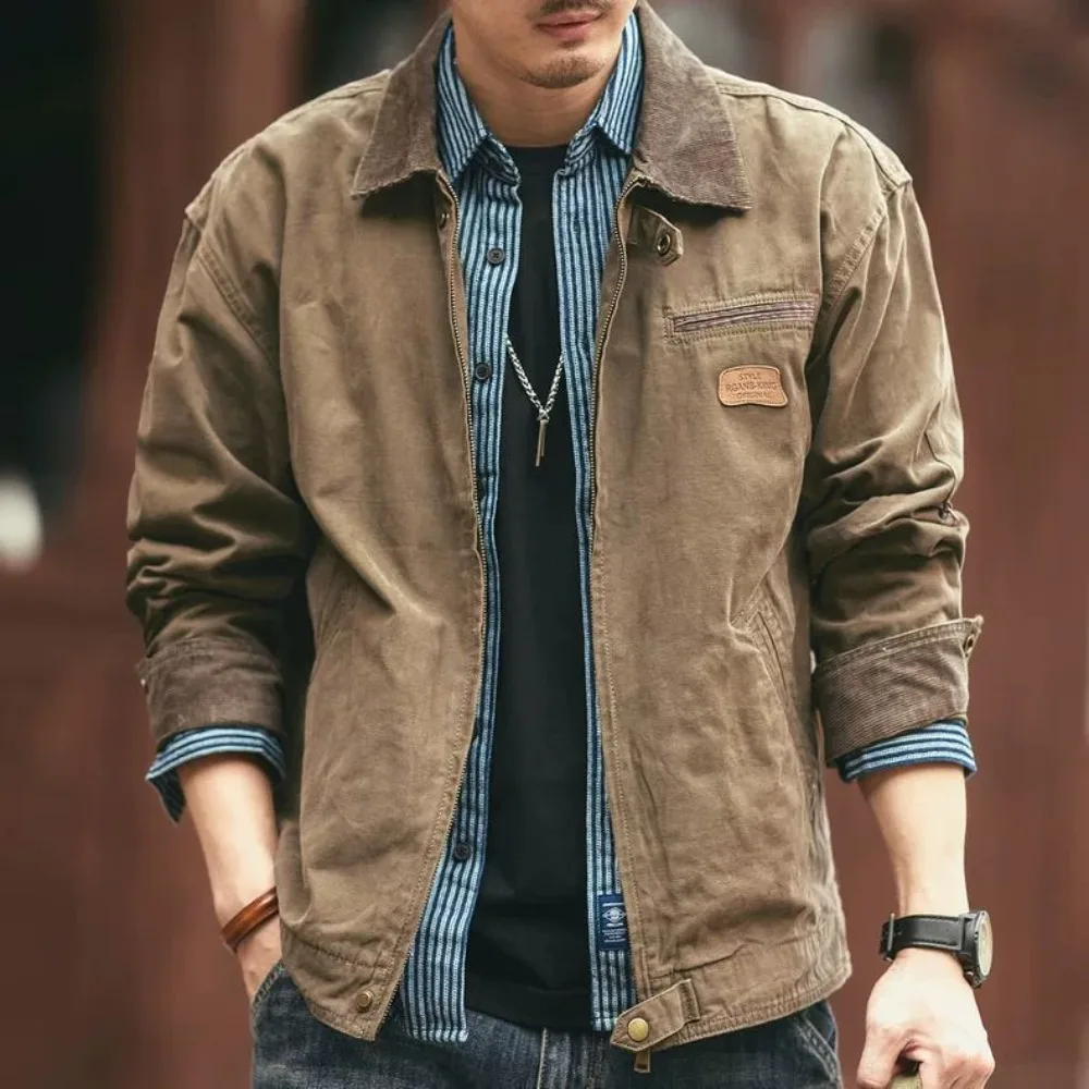 American Amekaji Retro Cargo Jackets for Men 2026 Autumn New Men's Casual Outdoor Loose Zipper Jacket Streetwear Men Clothing
