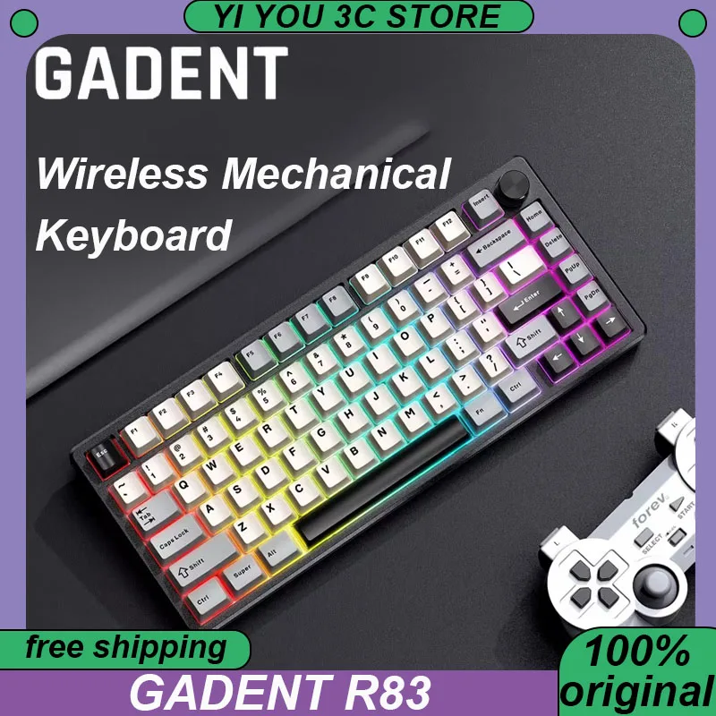 

GADENT R83 Customized Mechanical Keyboard Wireless Tri-mode Esports Keyboards Hot Swap PBT CNC Aluminum Multimedia Knob RGB PC