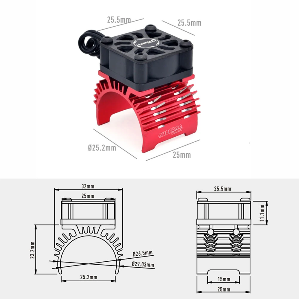 SURPASS HOBBY-ventilador de refrigeración para coche teledirigido, disipador de calor de Metal para coche teledirigido, escala 1/8, 1/10, 1/12, 380,