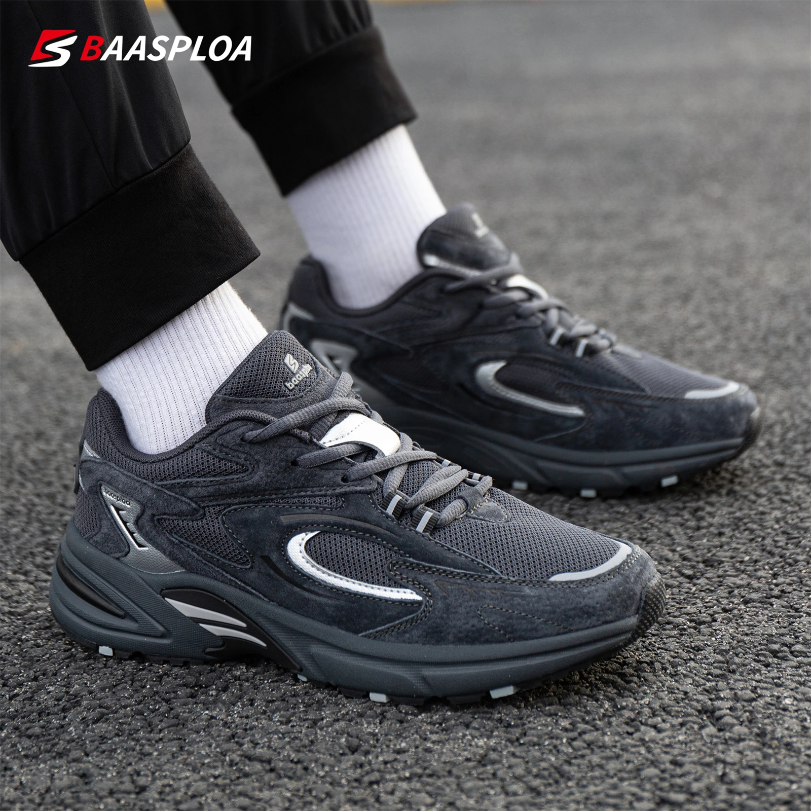 Baasploa Men Running Shoes 2025 Fashion  Mesh Breathable Sport for Men Fashion Comfort Lightweight Walking Sneakers Non-Slip