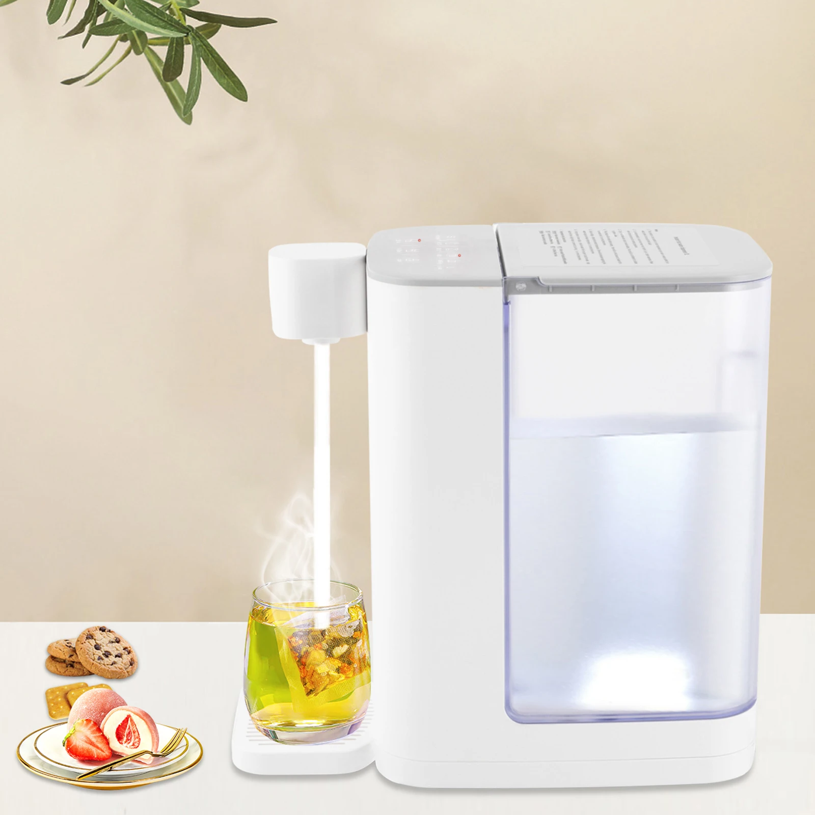 3L Instant Hot Water Dispenser, 1600W 5-Temp Adjustable (45-100°C), US Plug with LED Display (White)