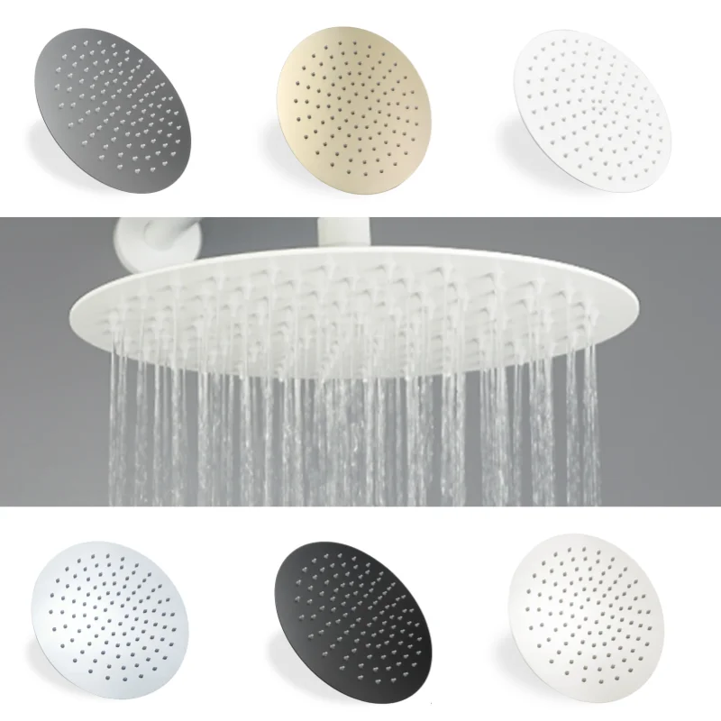Brushed Gold Bathroom Rain Shower Head Stainless Steel 8/10/12 Inch Ultra-Thin Shower Head Chrome White Grey Black Brushed Color