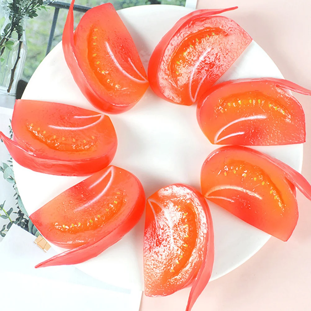 4 Pcs Simulated Tomato Fake Slice Pops Artificial Vegetable Decorations Decorate Simulation Models Pvc