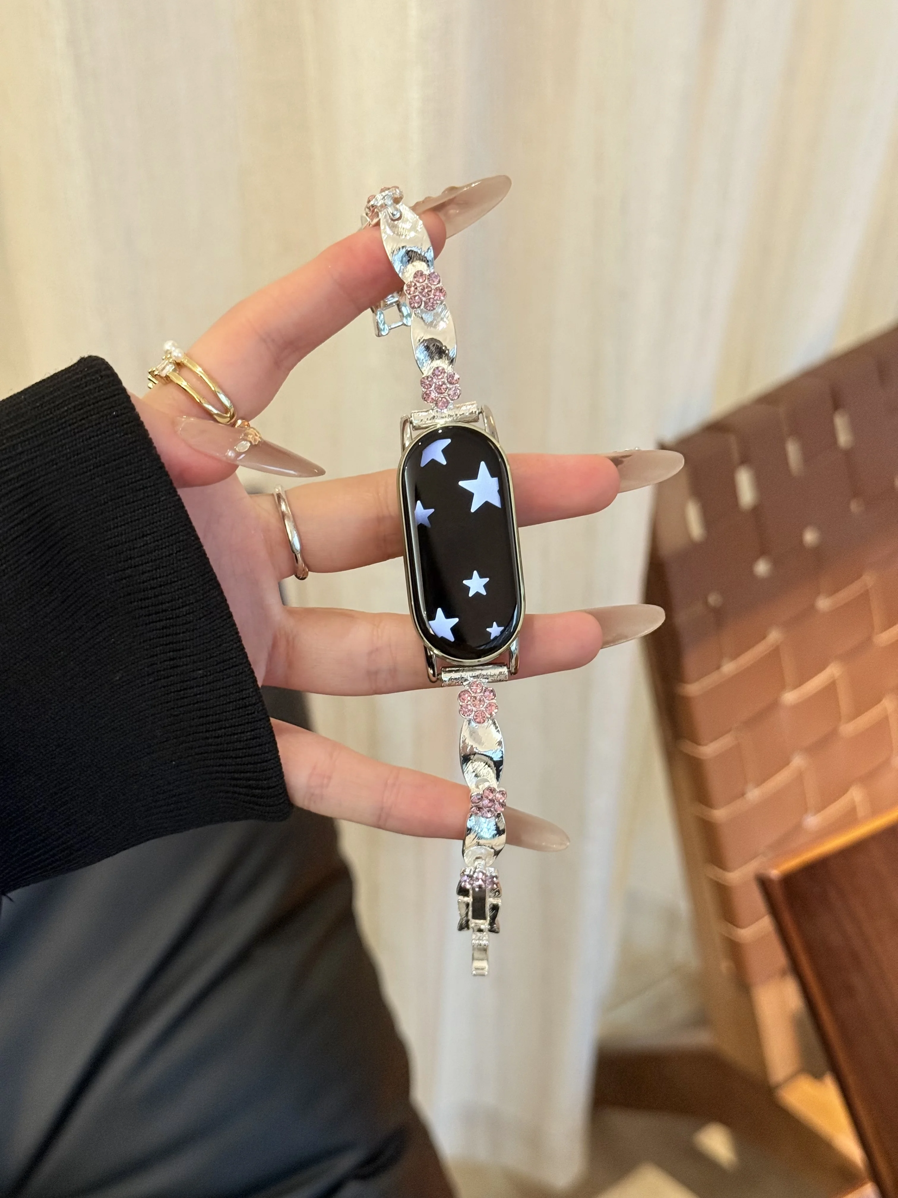 

Strap Sparkling Diamond Flower Chain Suitable Xiaomi Band 8Pro/9Pro，For Mi band 3/4/5/6/7，8/8NFC/9/9NFC/10/10NFC，For Redmi Watch