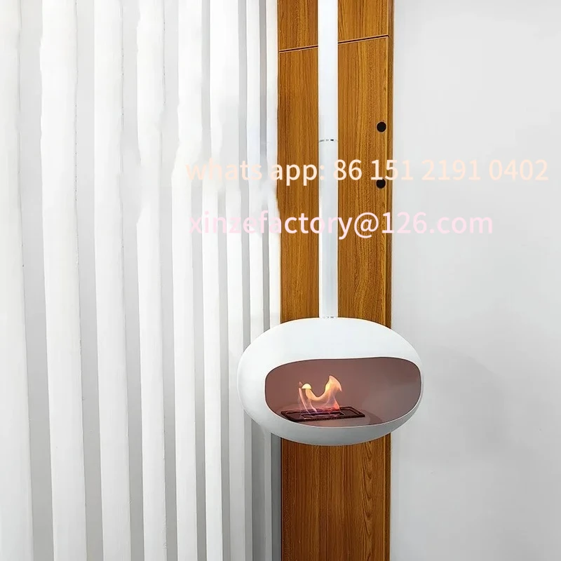 Aanpasbare creatieve hangende open haarden, Scandinavische huisverwarmingsdecoratie, woonkamerveranda echt vuur, ontwerper ijzeren kunstverwarming