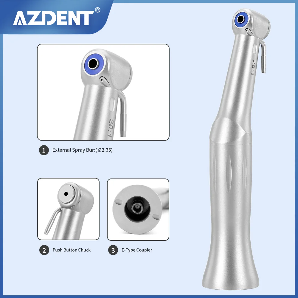 Dental Implant Handpiece Reduction 20:1 Low Speed Contra Angle fit for 2.35mm Burs Compatible with E-type Motors Dental Tool