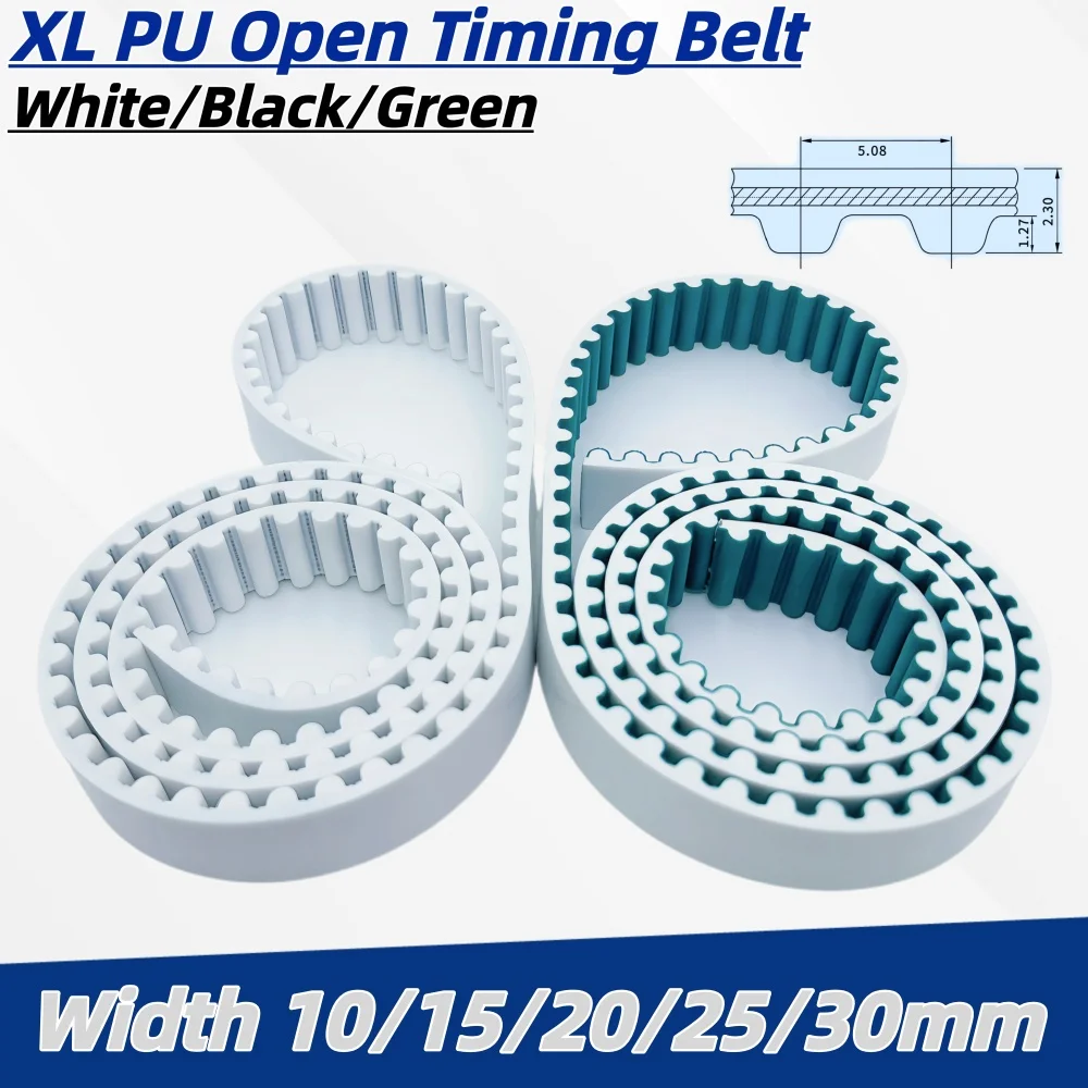 XL PU Open Synchronous Timing Belt Polyurethane Steel Wire Width 10mm 15mm 20mm 25mm 30mm XL Open Belt PU