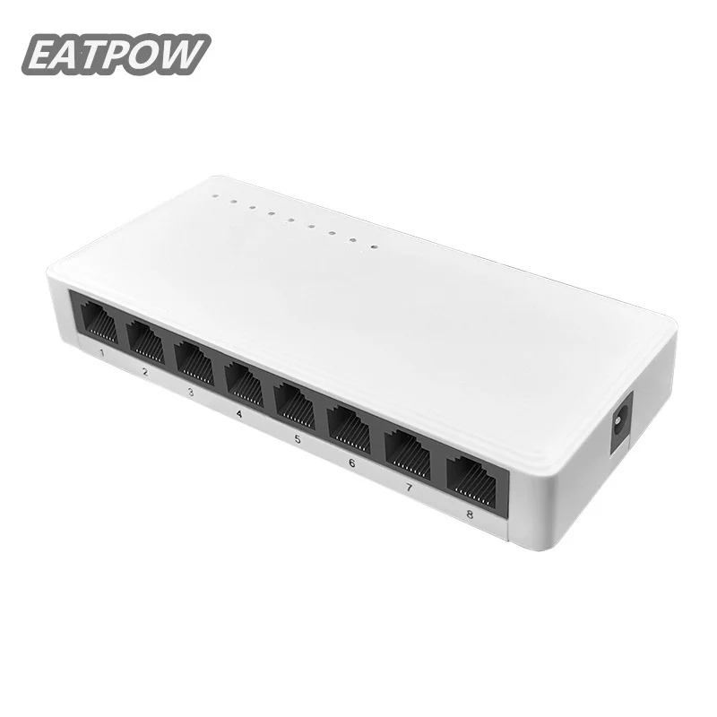 EATPOW-conmutador Ethernet de escritorio RJ45 rápido, carcasa de plástico, 8 puertos, 10/100/1000Mbps, conmutador de red Gigabit no gestionado