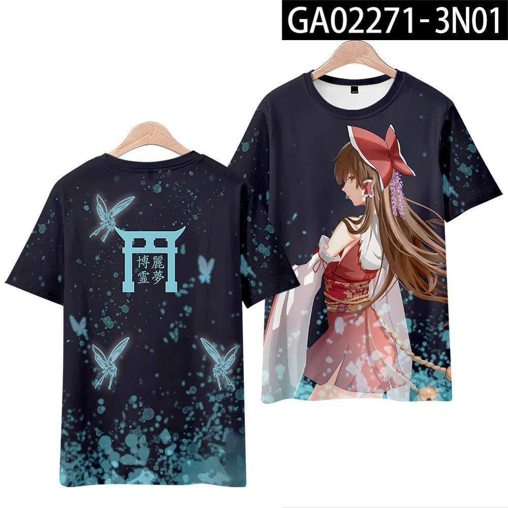 ¡Nuevo! TouHou Project Camiseta con estampado 3D, camiseta de manga corta con cuello redondo, ropa de calle Popular de Anime japonés, talla grande, moda de verano