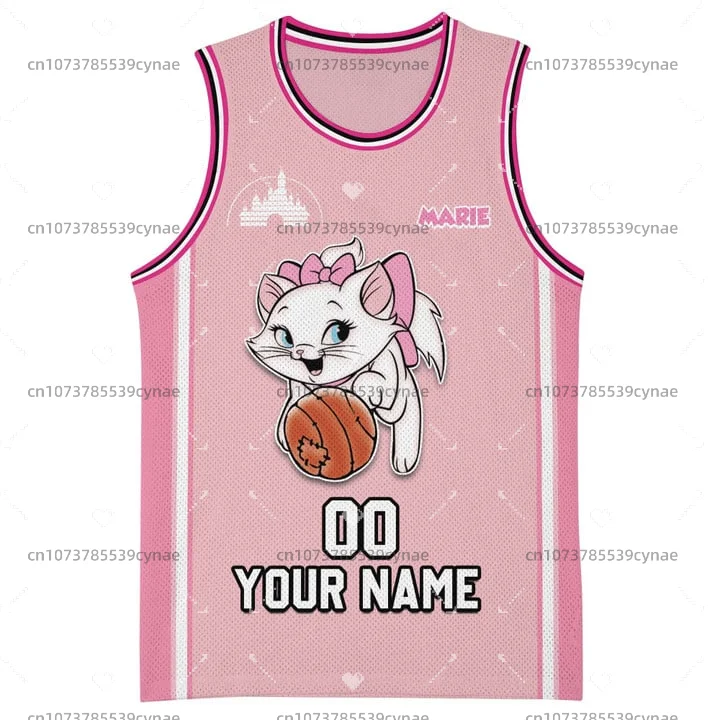 Disney New Women's T-Shirt Marie Cat Sports Tank Top Jersey Summer Casual Free Custom Name Number Men's and Women's T-Shirt