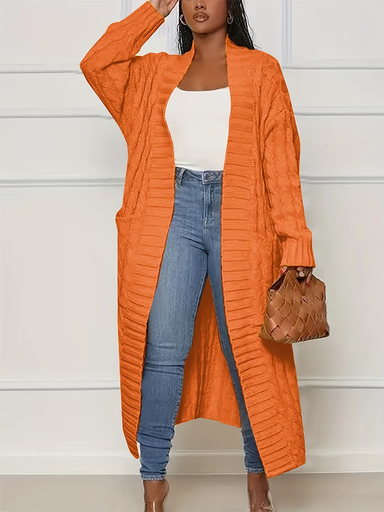 Plus Size Autumn and Winter New Pure Cardigan Casual Knitted Sweater With Pockets Commuter Comfortable Soft Knitted Sweater