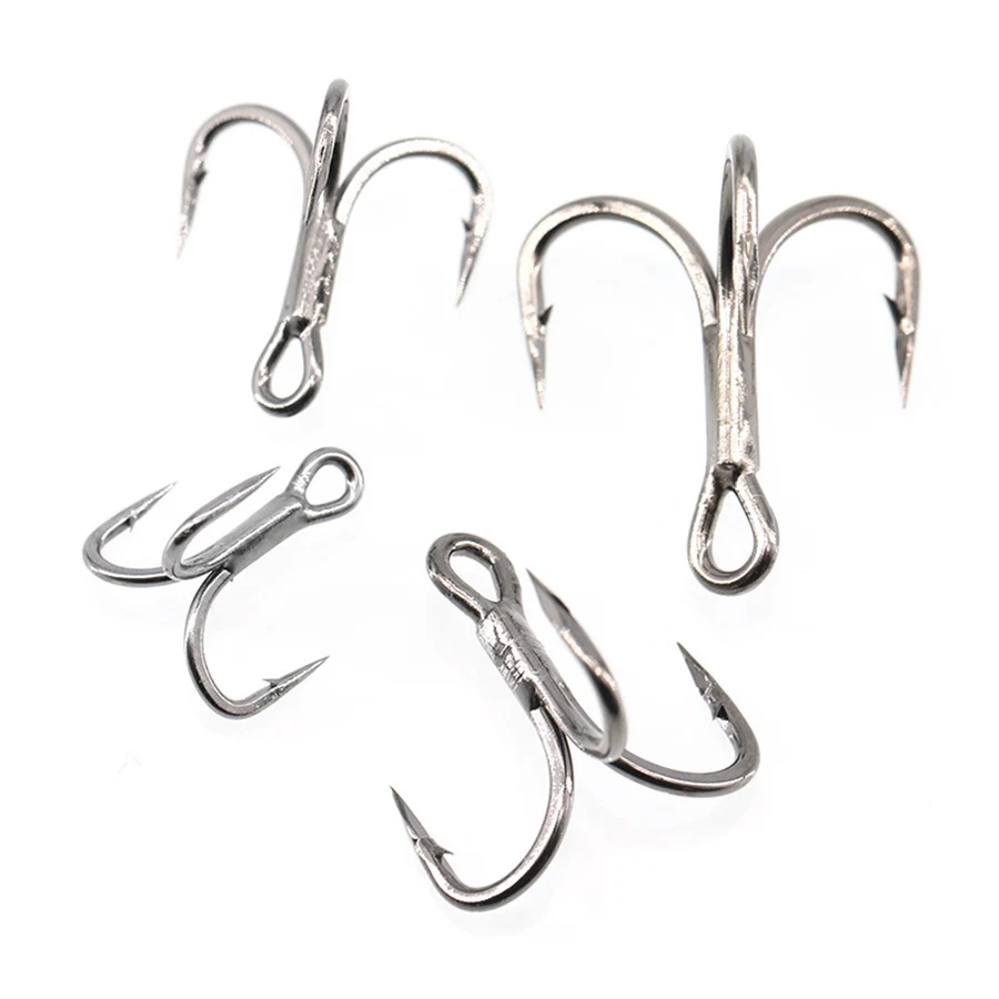 Fishing Treble Hook 6X Strong Carbon Steel Classic Round Bend Triple Fish Hooks Set Hooks for Big Game Bluefish Salmon Kingfish