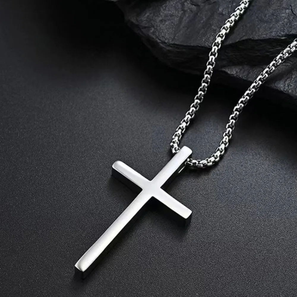 الأزياء القوطي الفولاذ المقاوم للصدأ الصليب قلادة قلادة للرجال النساء للجنسين الشرير الهيب هوب ربط سلسلة سحر مجوهرات اكسسوارات هدية #2