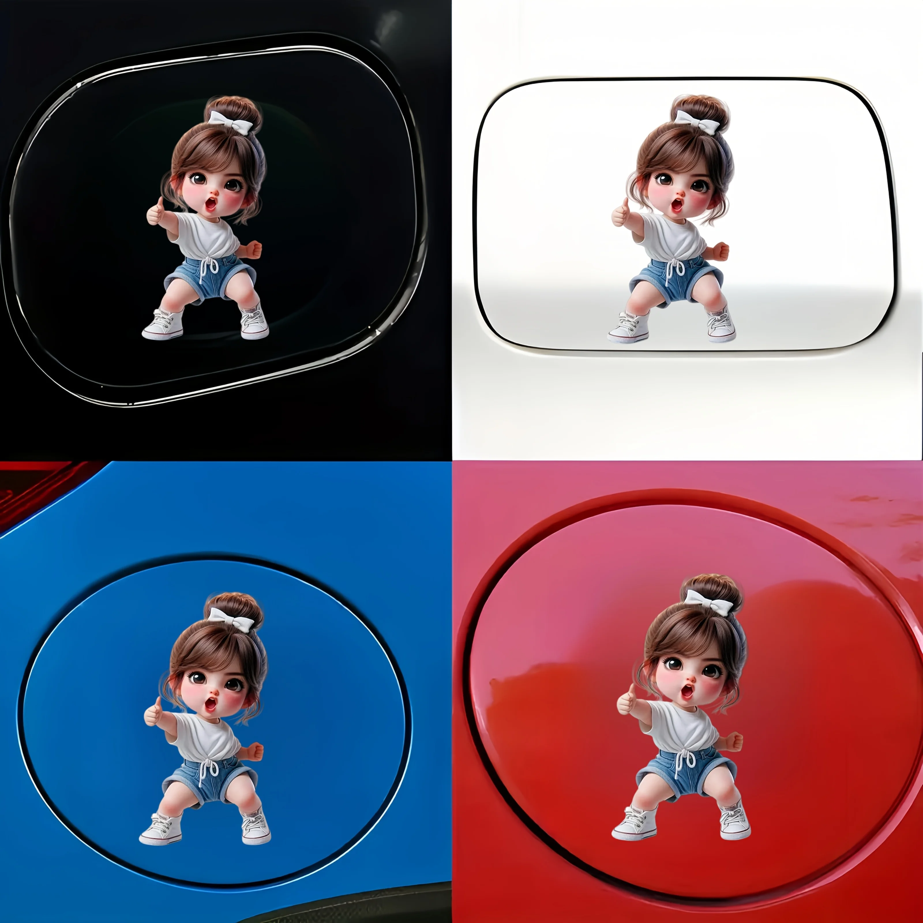 Autocollant en vinyle brillant imperméable pour fille, motif pouce levé, décoratif pour voiture, ordinateur portable, extérieur, accessoire de bricolage