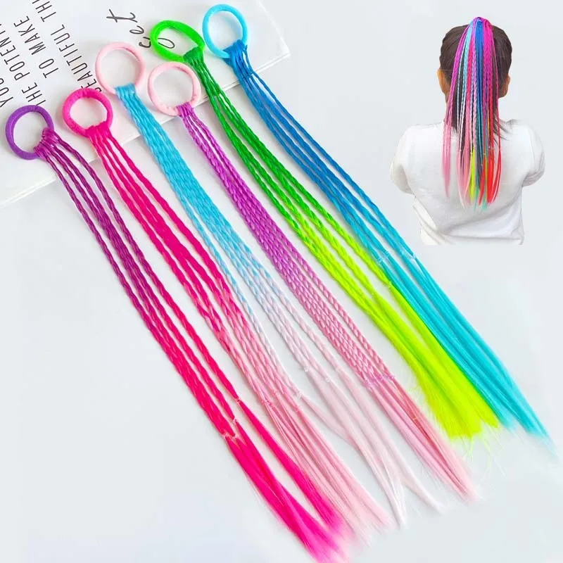 1PC Lovely Girls Bright Multicolour Wigs Ponytail Headbands Rubber Bands Hair Bands Headwear Kids Hair Accessories Hair Ornament