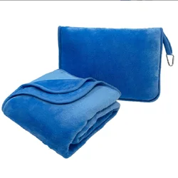 Manta de avión con funda de almohada suave, elementos esenciales de viaje para vuelo, manta de viaje, accesorios de regalo de viaje para avión y coche