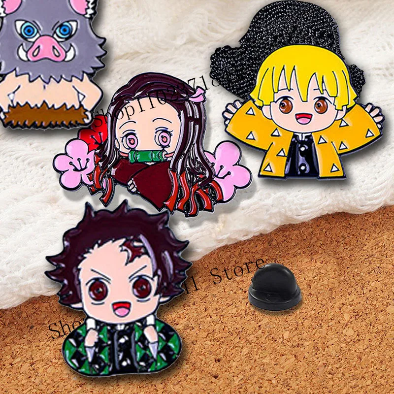 Demon-Slayers Anime Kamado Nezuko Kamado Tanjirou Badges on Backpack Enamel Pin Lapel Pins for Clothes Jeans Brooches Jewelry