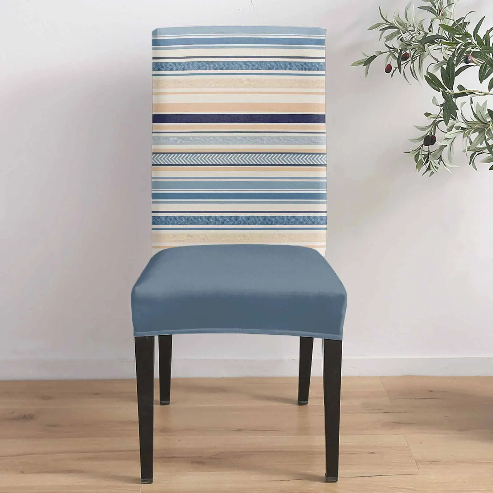 

Colorful Blue Yellow Stripe with Lines 4/6/8PCS Spandex Elastic Chair Case For Wedding Hotel Banquet Dining Room