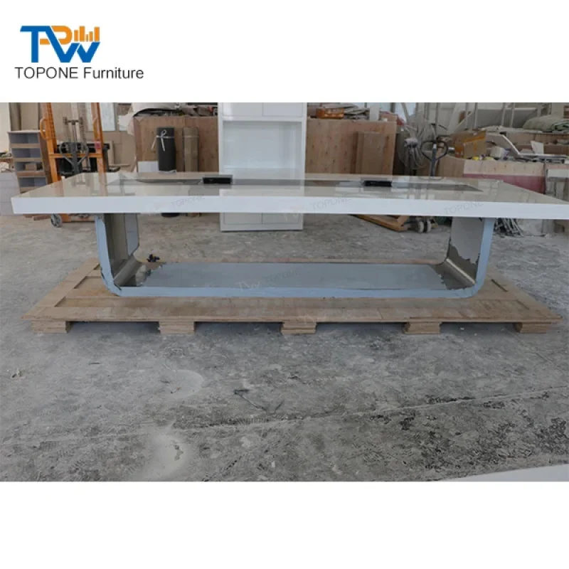 custom.Modern Artificial Marble Stone 12 Seats Conference Table