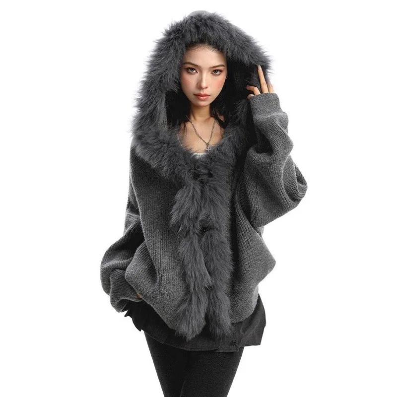 

Осенне-зимний новый красный свитер с капюшоном, женский новогодний свитер, кардиган, удобный свитер-джокер, женское пальто Tide