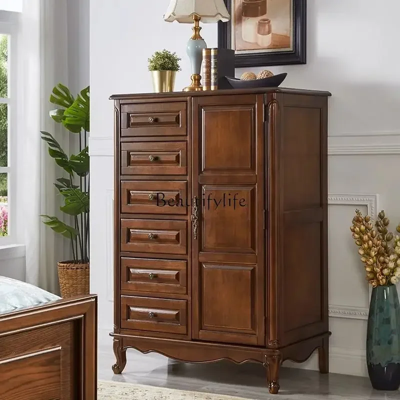 

02 American-style Solid Wood Six-drawer Cabinet Multi-functional Storage Cabinet