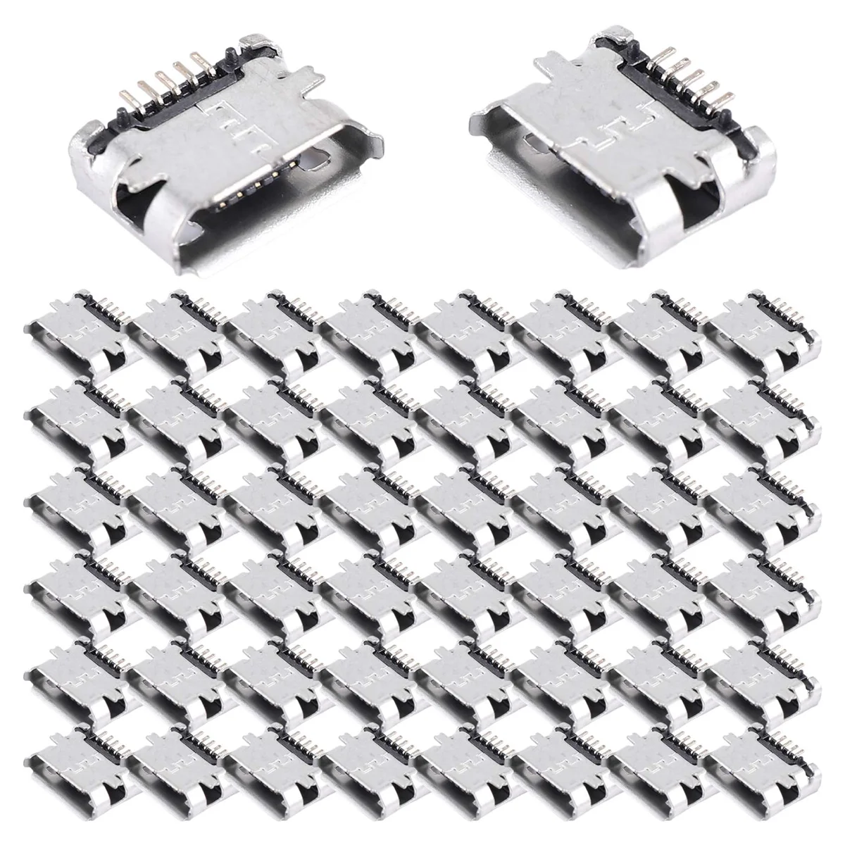 50 Pcs PCB SMT Micro-USB Type B 5Pin Female Socket Adapter Jack