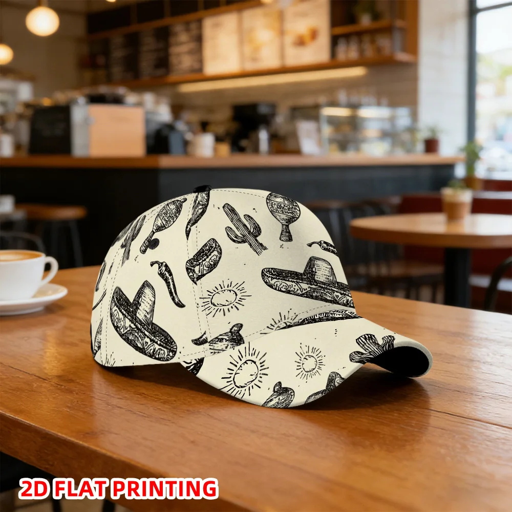 Cinco De Mayo Elements Design Print Duckbill Cap Adjustable Snapback Baseball Hat Lightweight Polyester Holiday Outfit